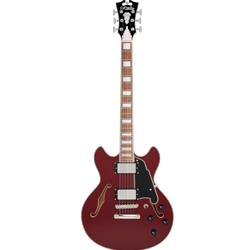 D'Angelico Burnt Red Premier Mini Double Cutaway Semi-Hollow Body Electric Guitar