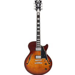 D'Angelico Dark Iced Tea Burst Premier Single Cutaway Semi-Hollow Body Electric Guitar
