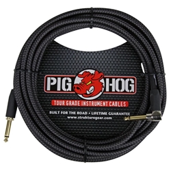 Pig Hog 20' Cable, Back in Black, Right Angle